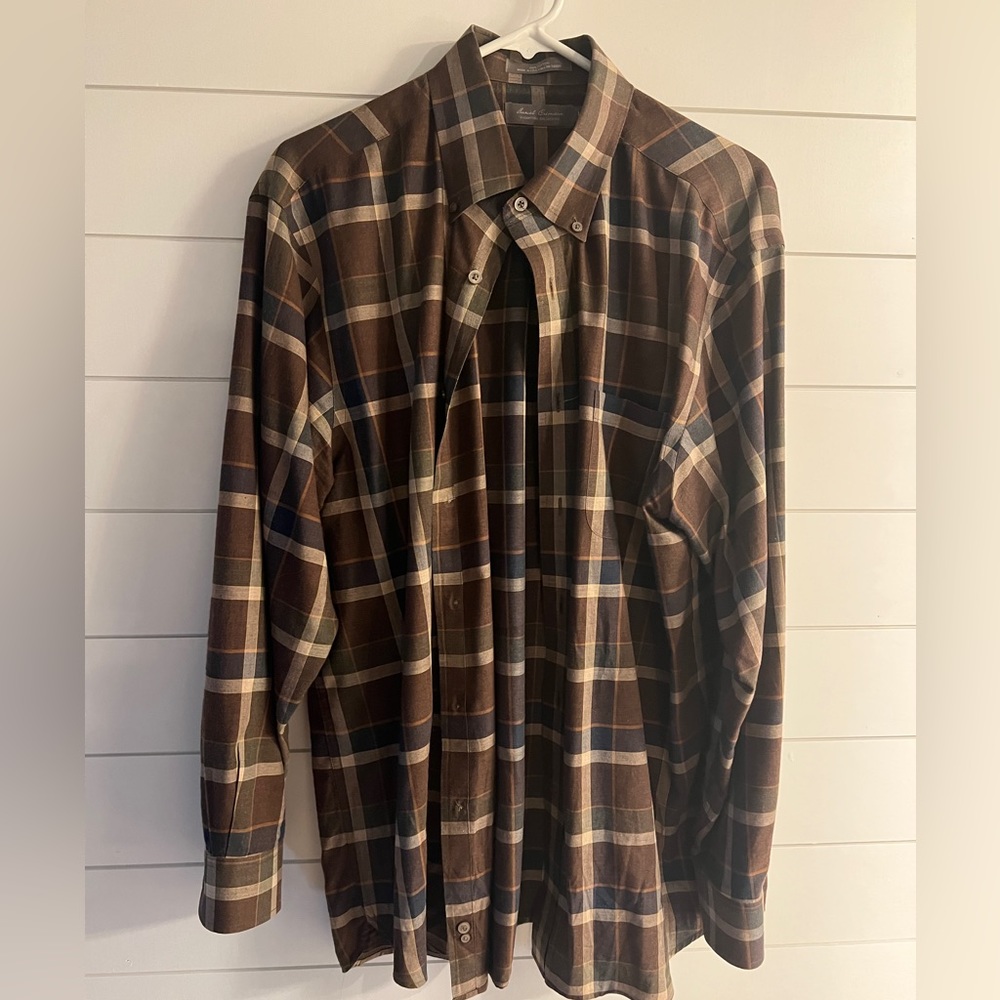 Daniel Cremieux Men’s Large Casual Shirt Brown plaid